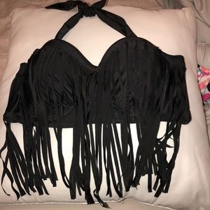 BLACK FRINGE BIKINI